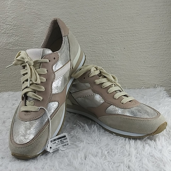 Regarde Le Ciel Desiree Sabbia Tan Leather Metallic Low Top Lace Up Sneaker - Picture 15 of 15